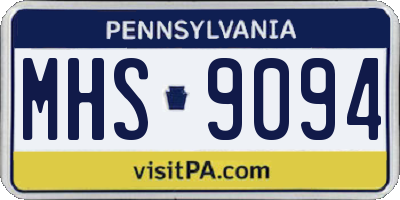 PA license plate MHS9094