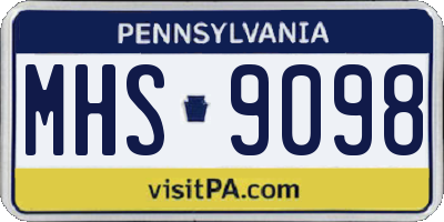 PA license plate MHS9098