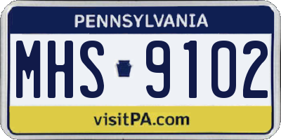 PA license plate MHS9102