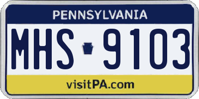 PA license plate MHS9103