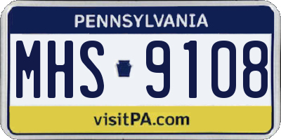 PA license plate MHS9108