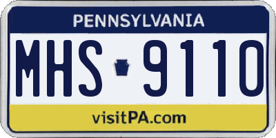 PA license plate MHS9110