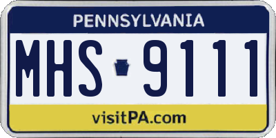 PA license plate MHS9111