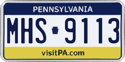 PA license plate MHS9113
