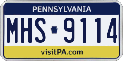 PA license plate MHS9114