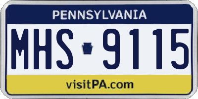 PA license plate MHS9115