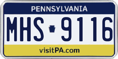 PA license plate MHS9116