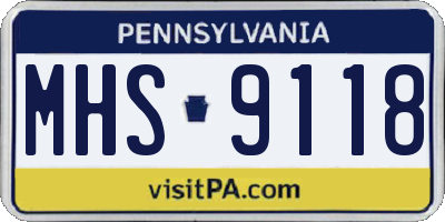 PA license plate MHS9118