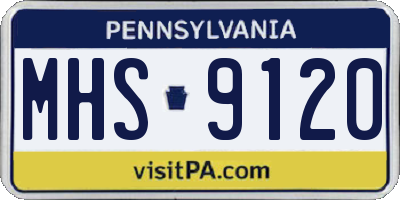 PA license plate MHS9120