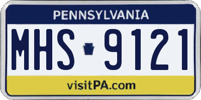 PA license plate MHS9121