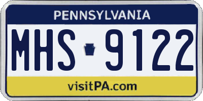 PA license plate MHS9122