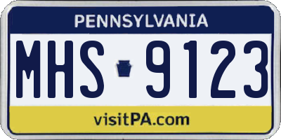 PA license plate MHS9123