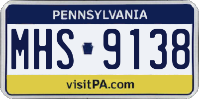 PA license plate MHS9138
