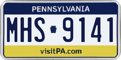 PA license plate MHS9141