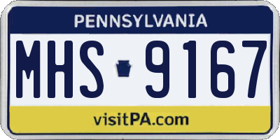 PA license plate MHS9167