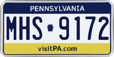 PA license plate MHS9172