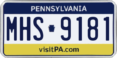 PA license plate MHS9181