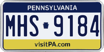 PA license plate MHS9184