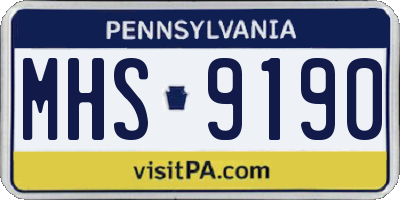 PA license plate MHS9190