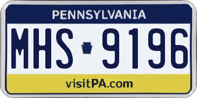 PA license plate MHS9196