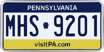 PA license plate MHS9201