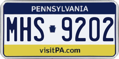 PA license plate MHS9202