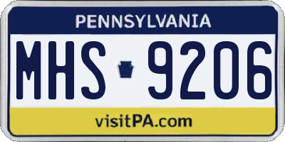 PA license plate MHS9206