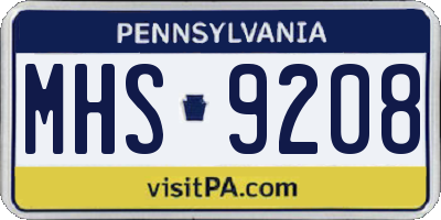 PA license plate MHS9208