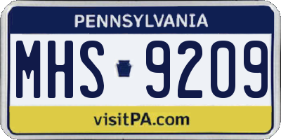 PA license plate MHS9209