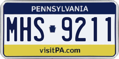PA license plate MHS9211