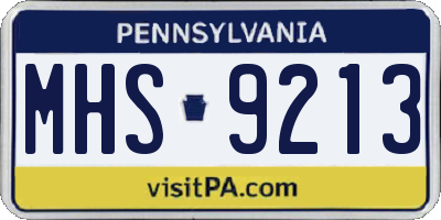 PA license plate MHS9213