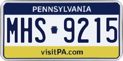PA license plate MHS9215