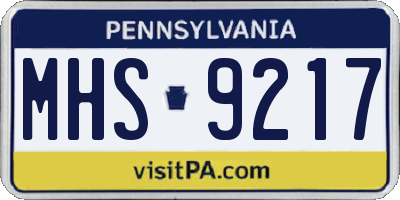 PA license plate MHS9217