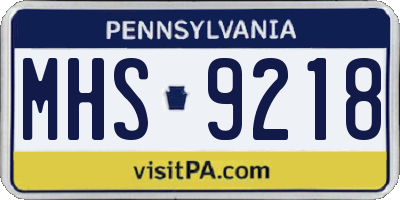 PA license plate MHS9218