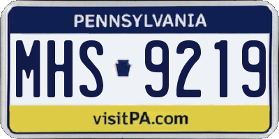 PA license plate MHS9219