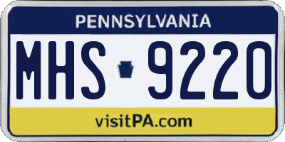 PA license plate MHS9220