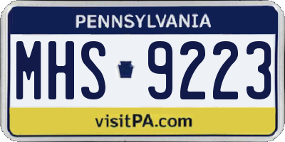 PA license plate MHS9223