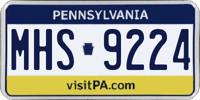 PA license plate MHS9224