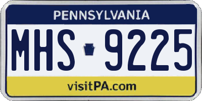 PA license plate MHS9225