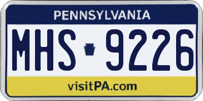 PA license plate MHS9226