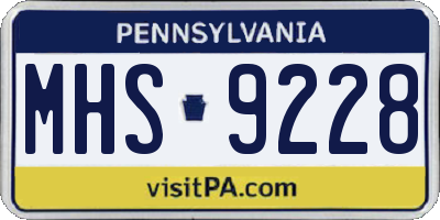 PA license plate MHS9228