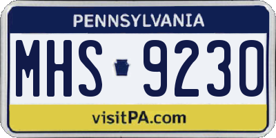 PA license plate MHS9230