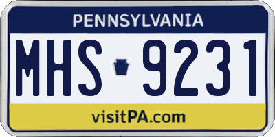PA license plate MHS9231