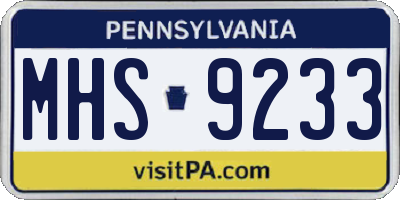 PA license plate MHS9233