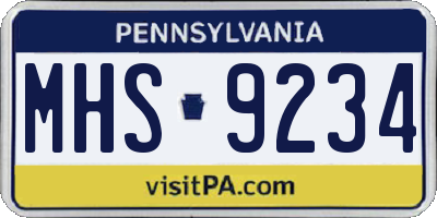 PA license plate MHS9234
