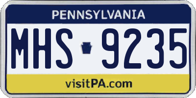 PA license plate MHS9235