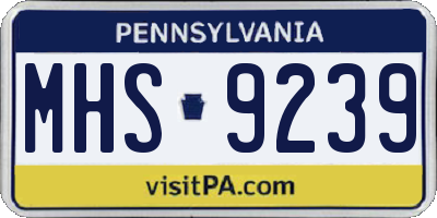 PA license plate MHS9239