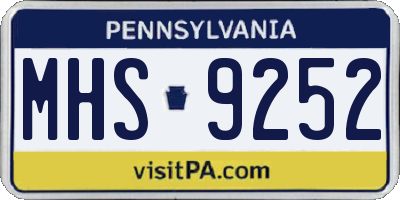 PA license plate MHS9252