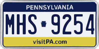 PA license plate MHS9254