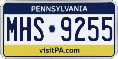 PA license plate MHS9255